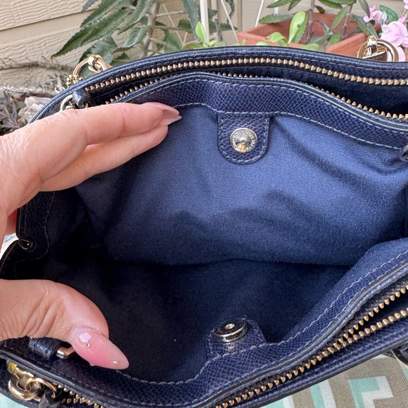 Coach Authentic Navy Leather Christie Carryall Mini Purse Handbag Minimalist Bag - Picture 7 of 10